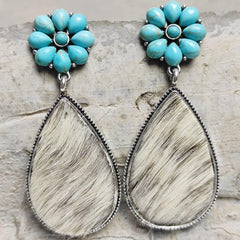 Turquoise Flower Teardrop Earrings - Flyclothing LLC