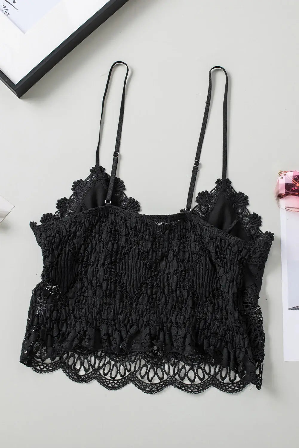 V-Neck Lace Cropped Cami - Trendsi - Flyclothing LLC
