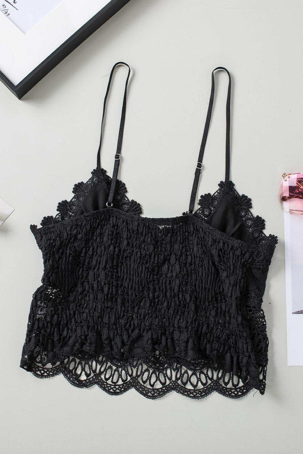 V-Neck Lace Cropped Cami - Trendsi - Flyclothing LLC