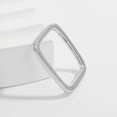 925 Sterling Silver Zircon Square Ring - Trendsi - Flyclothing LLC