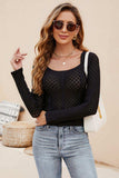 Scoop Neck Long Sleeve Knit Top - Trendsi - Flyclothing LLC
