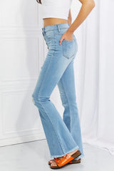 Vibrant MIU Full Size Jess Button Flare Jeans - Trendsi - Flyclothing LLC