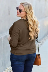 Basic Bae Full Size Round Neck Batwing Sleeve Blouse - Trendsi - Flyclothing LLC