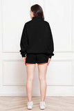 Half Zip Long Sleeve Sweatshirt and Drawstring Shorts Set - Trendsi - Flyclothing LLC