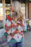 Geometric Half-Zip Drawstring Hoodie - Trendsi - Flyclothing LLC