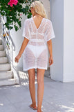 Openwork Tie Waist Cover Up - Trendsi