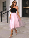 Two-Tone Spaghetti Strap Mesh Dress - Trendsi - Flyclothing LLC