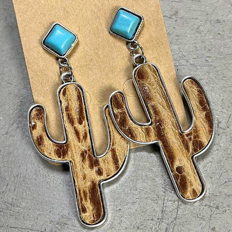 Turquoise Cactus Earrings - Trendsi - Flyclothing LLC