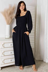 Double Take Square Neck Jumpsuit with Pockets - Trendsi - Flyclothing LLC