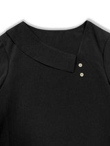 Asymmetrical Neck Long Sleeve Blouse - Trendsi - Flyclothing LLC