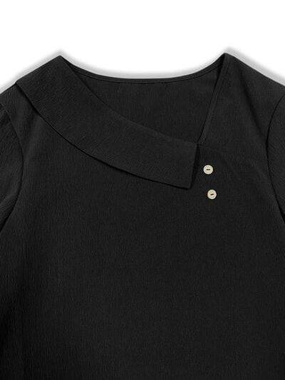 Asymmetrical Neck Long Sleeve Blouse - Trendsi - Flyclothing LLC