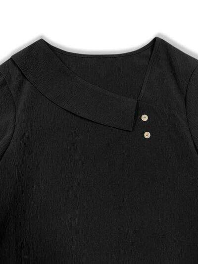 Asymmetrical Neck Long Sleeve Blouse - Trendsi - Flyclothing LLC