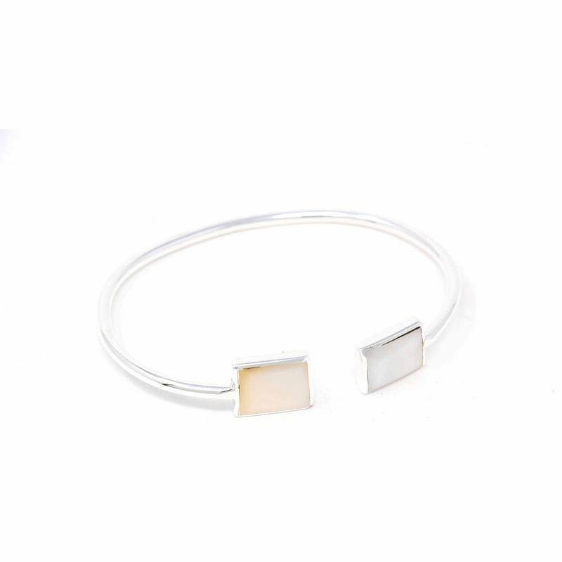 Cuff Bracelet, Mother of Pearl Square - Artisana