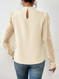 Mock Neck Flounce Sleeve Blouse - Trendsi - Flyclothing LLC
