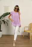 Swiss Dot Round Neck Tiered Blouse - Trendsi - Flyclothing LLC