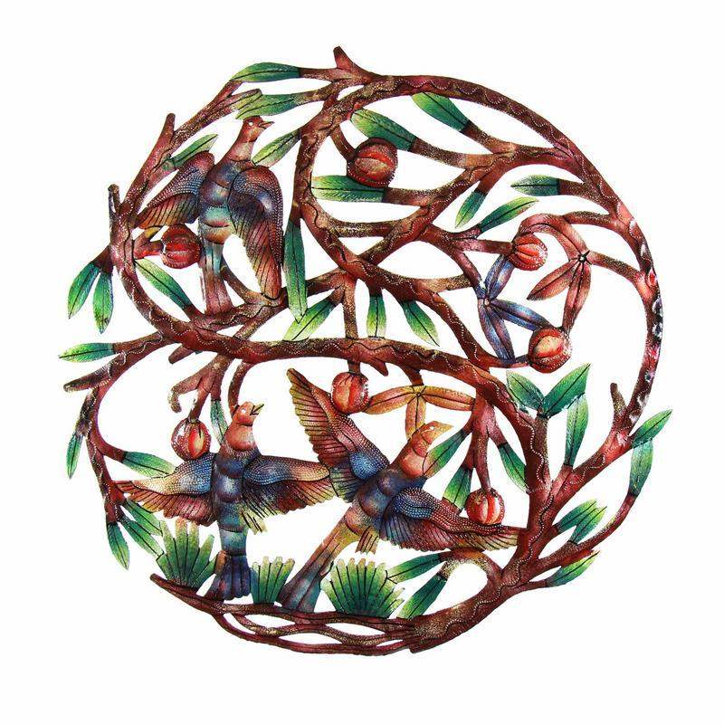 Tree of Life Hand Painted 24-inch Metal Wall Art - Croix des Bouquets - Croix des Bouquets - Flyclothing LLC