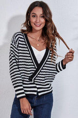 Striped V-Neck Knit Top - Flyclothing LLC