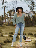 V-Neck Flounce Sleeve Blouse - Trendsi - Flyclothing LLC