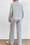 Mock Neck Dropped Shoulder Top and Pants Set - Flyclothing LLC