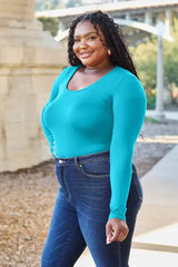 Basic Bae Full Size Round Neck Long Sleeve Bodysuit - Trendsi - Flyclothing LLC