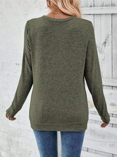 Round Neck Long Sleeve T-Shirt - Trendsi - Flyclothing LLC