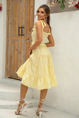 Striped Tie-Shoulder Tiered Dress - Trendsi - Flyclothing LLC