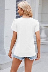 V-Neck Short Sleeve T-Shirt - Trendsi - Flyclothing LLC