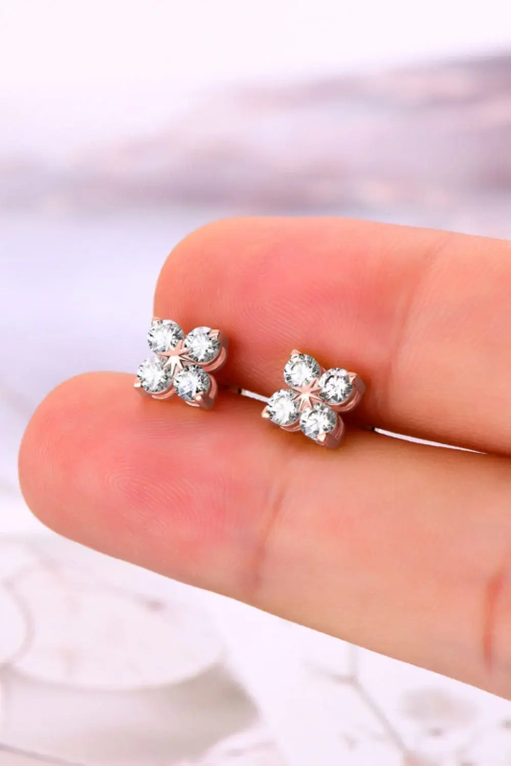 Moissanite 925 Sterling Silver Four-Leaf Clover Shape Earrings - Trendsi - Flyclothing LLC