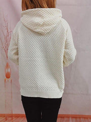 Drawstring Long Sleeve  Hooded Sweater - Trendsi