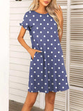 Round Neck Flounce Sleeve Dress with Pockets - Trendsi - Flyclothing LLC