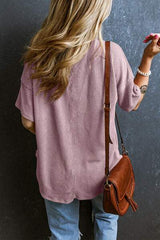 Textured V-Neck Dropped Shoulder T-Shirt - Trendsi - Flyclothing LLC