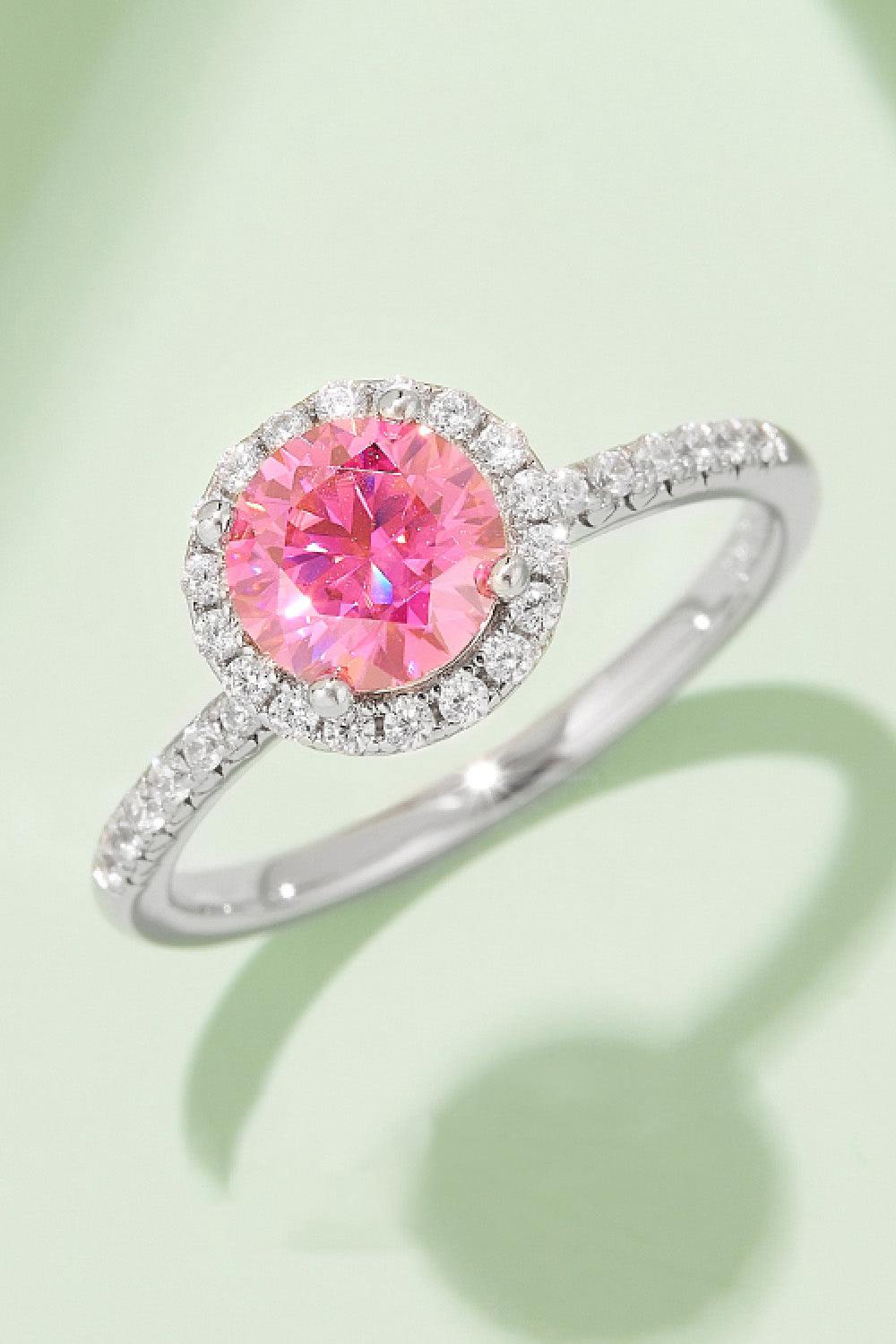 1 Carat Moissanite 925 Sterling Silver Halo Ring - Trendsi