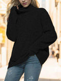 Turtleneck Drop Shoulder Long Sleeve Sweater - Trendsi - Flyclothing LLC
