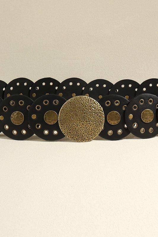 Round Shape PU Leather Belt - Trendsi - Flyclothing LLC