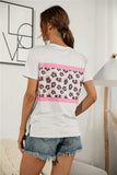 Leopard Color Block Side Slit Tee - Trendsi - Flyclothing LLC