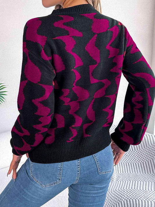 Round Neck Long Sleeve Sweater - Trendsi