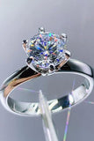 925 Sterling Silver Moissanite 6-Prong Ring - Trendsi