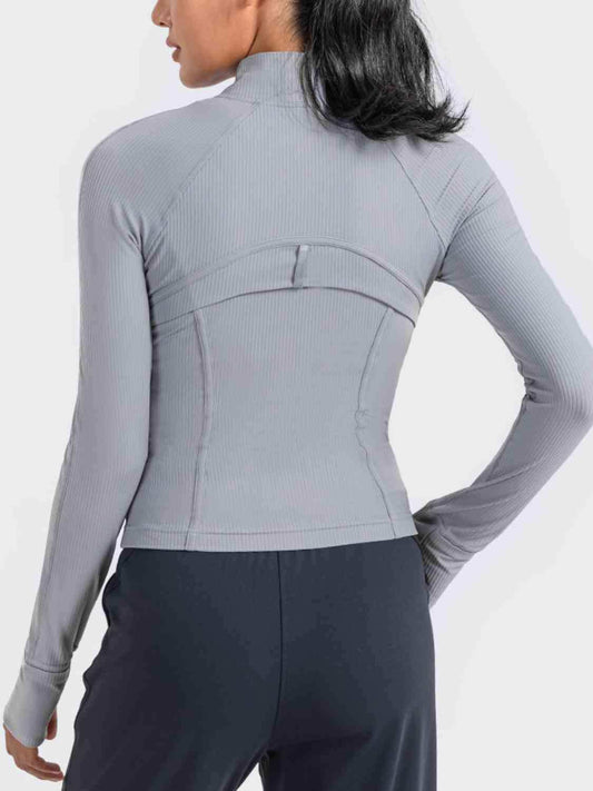 Zip-Up Long Sleeve Sports Jacket - Trendsi - Flyclothing LLC