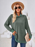 Contrast Mock Neck Long Sleeve T-Shirt - Trendsi - Flyclothing LLC