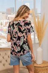 Sew In Love Full Size Paisley Print Round Neck Short Sleeve T-Shirt - Trendsi - Flyclothing LLC