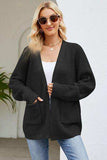 Open Front Raglan Sleeve Pocketed Cardigan - Trendsi - Flyclothing LLC