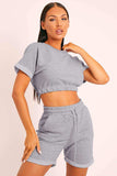 Short Sleeve Cropped Top and Drawstring Shorts Lounge Set - Trendsi - Flyclothing LLC