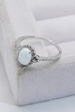 925 Sterling Silver Platinum-Plated Opal Ring - Trendsi