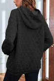 Quilted Long Sleeve Hoodie with Pocket - Trendsi - Flyclothing LLC