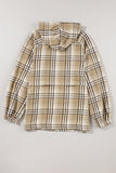 Drawstring Plaid Half Zip Raglan Sleeve Hoodie - Trendsi
