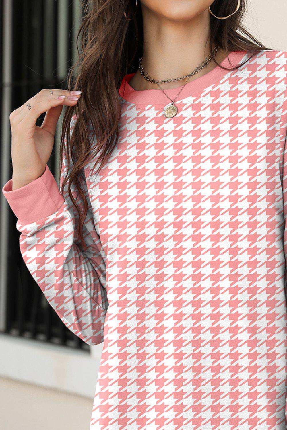 Printed Round Neck Long Sleeve Sweatshirt - Trendsi - Flyclothing LLC