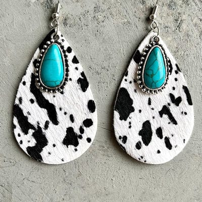 Artificial Turquoise Teardrop Earrings - Trendsi