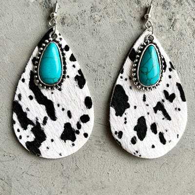 Artificial Turquoise Teardrop Earrings - Trendsi - Flyclothing LLC