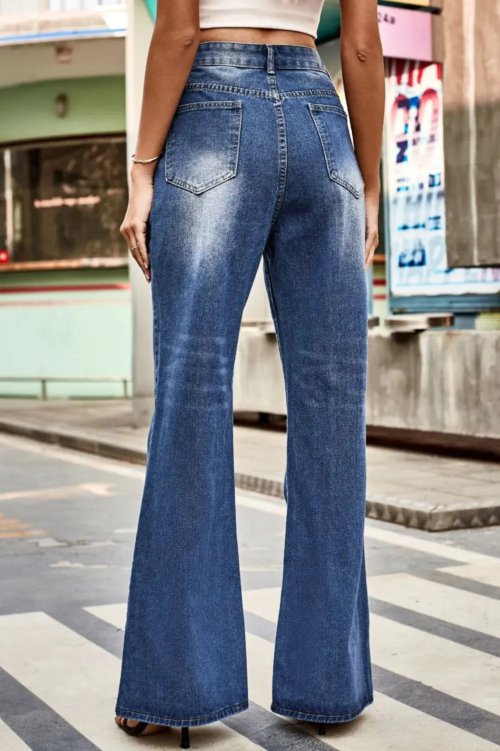 Buttoned Loose Fit Jeans with Pockets - Trendsi - Flyclothing LLC