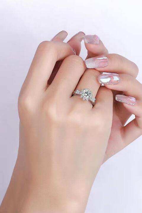 1 Carat Moissanite 925 Sterling Silver Ring - Trendsi - Flyclothing LLC